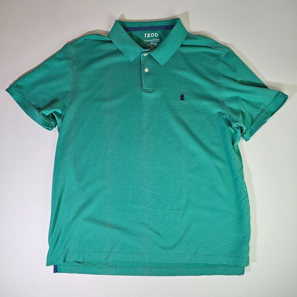 Izod Advantage Performance Men's Polo Shirt Size XXL Green Golf Short Sleeve